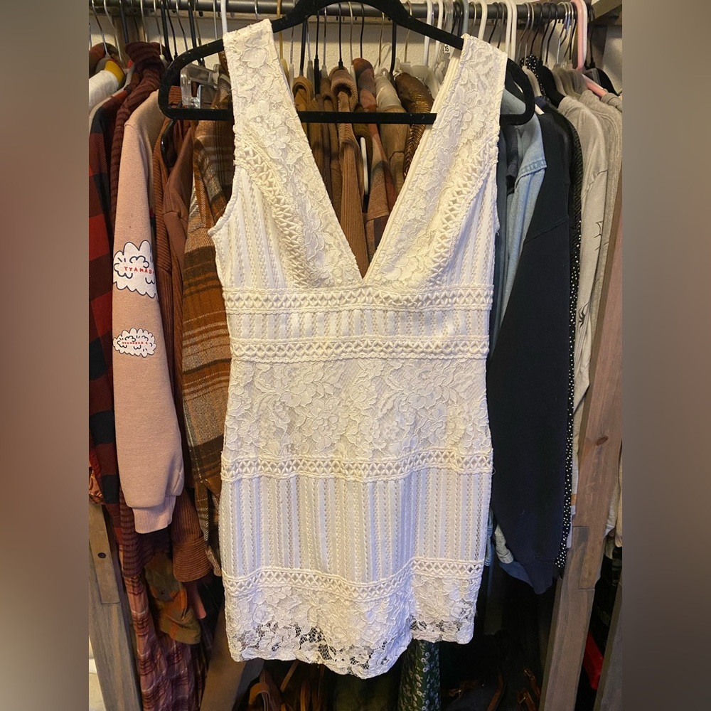 New Without Tags White Lace Midi Dress Size M